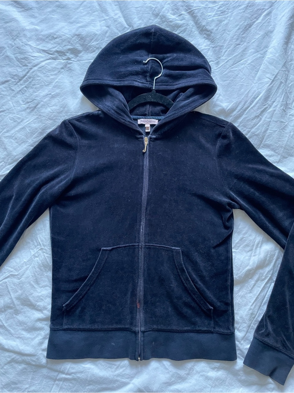 Juicy Couture velour zip up hoodie | Navy | Size M